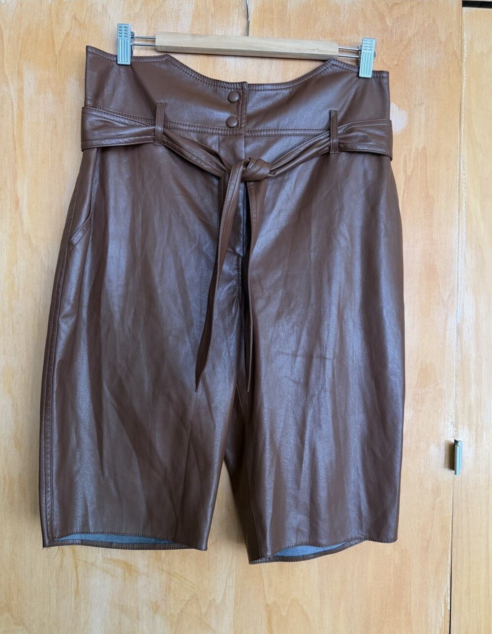 NANUSKA vegan leather high rise long shorts Size Large $395